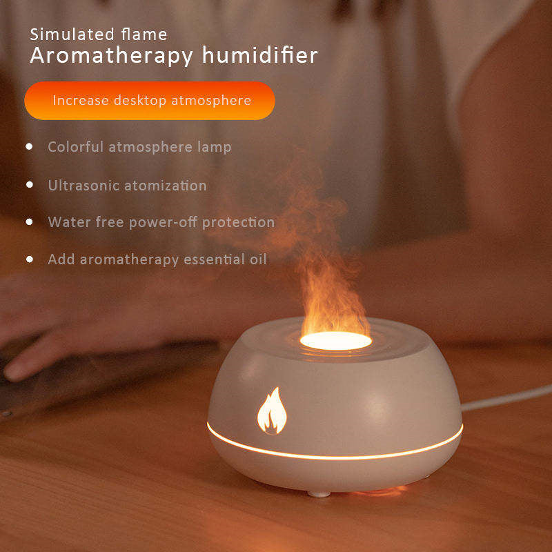 130ml Flame Aroma Diffuser with 7-Color LED & USB - Home Fragrance