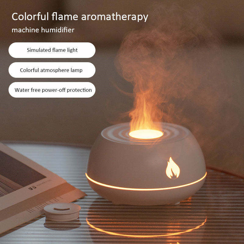 130ml Flame Aroma Diffuser with 7-Color LED & USB - Home Fragrance