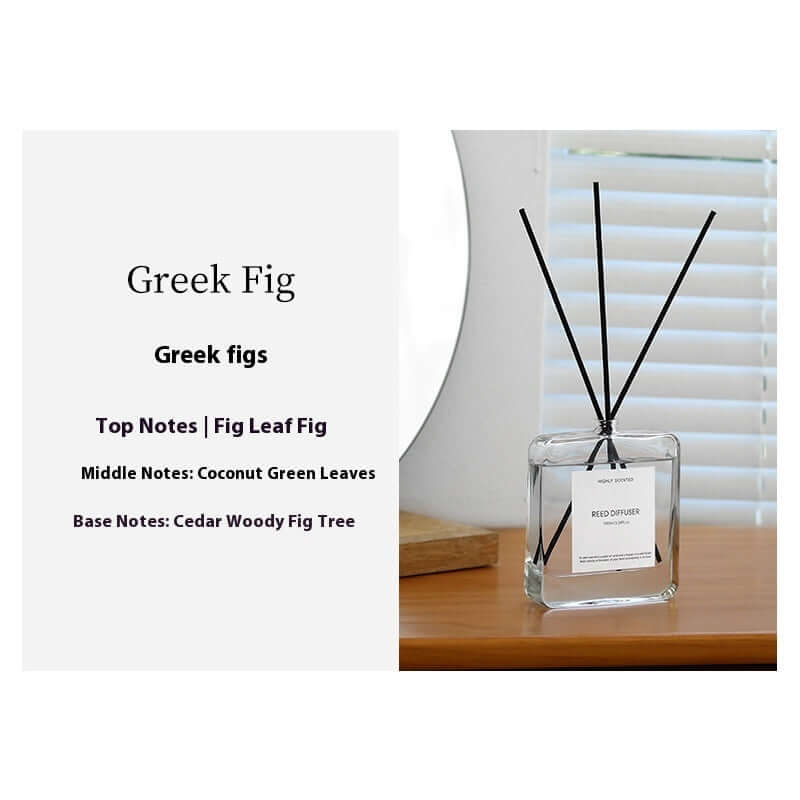 Plant-Inspired Indoor Bedroom Fragrance in a diffuser, featuring Greek Fig aroma notes, perfect for fresh air.