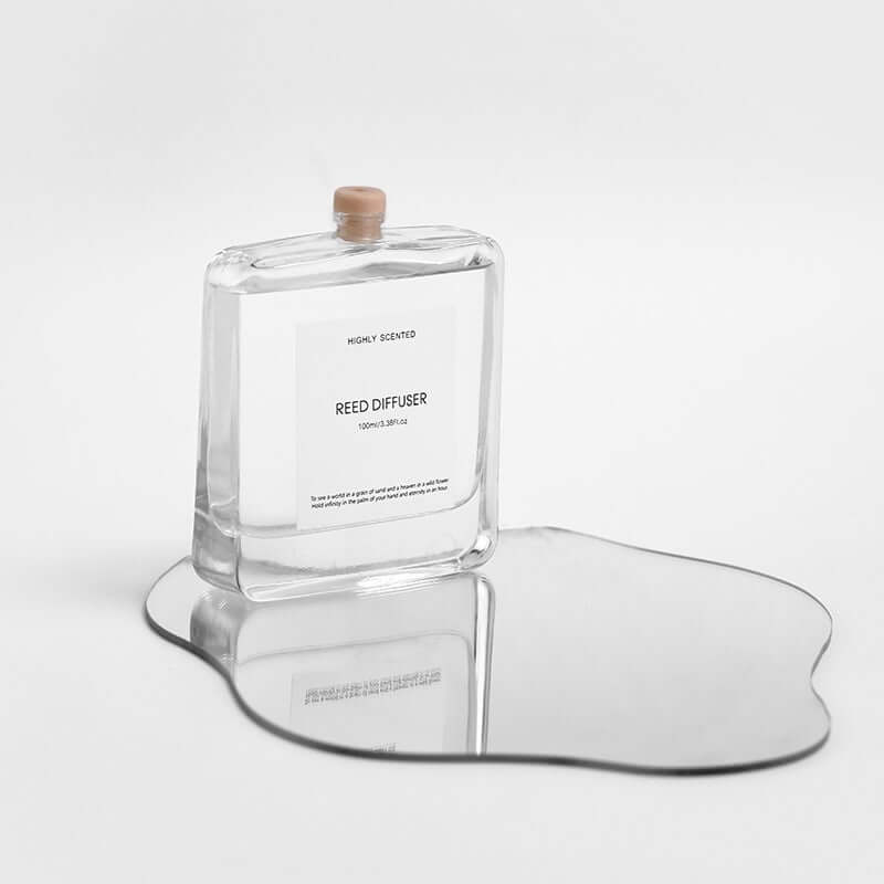 Plant-Inspired Indoor Bedroom Fragrance reed diffuser displayed on a reflective surface.
